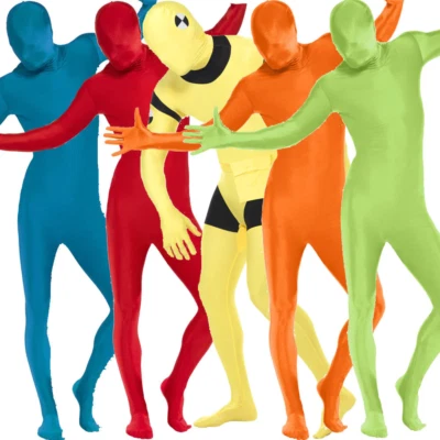 Mens Ladies Second Skin Suit Full Body Black Lycra Fancy Dress Costume Outfit - Image 1 of 4