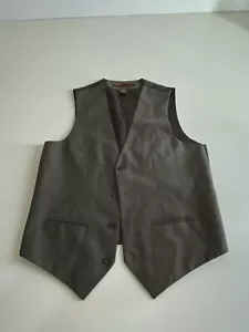 Perry Ellis Grayish Poly Button Vest Medium M VEST - Picture 1 of 5