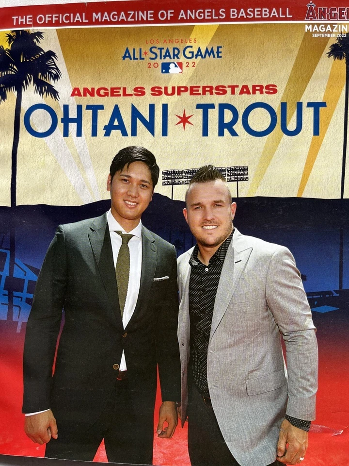 2022 LA ANGELS MAGAZINE FEATURING ALL STARS SHOHEI OHTANI & MIKE TROUT MVP'S - Image 1 of 1