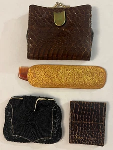 Vintage Lot of 4 Accessories Wallet Coin PurseComb And Case Photo Holder - Picture 1 of 12