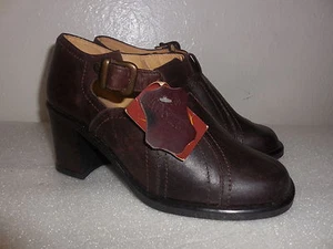 $195 New Sz.39/9 Costex Brown/Chesnut Leather Heel  Pumps Buckle Shoes-Imported - Picture 1 of 12