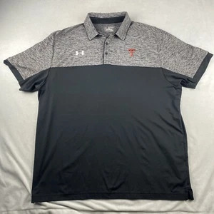 Texas Tech Golf Polo Shirt Mens XXL Color Block Under Armour Heat Gear Blk Gray - Imagen 1 de 7