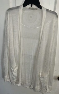 Ann Taylor Loft Open Front Cardigan Lightweight Sheer Sweater Cream XL - Picture 1 of 5