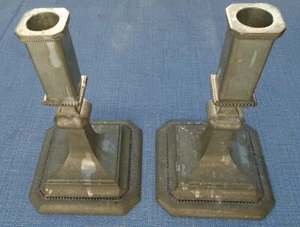 Candlestick Holders Reed Barton 7 ” tall 4 ½ inch 8 Sided Base Silverplated - Picture 1 of 8