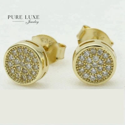 Pendiente de plata de ley 925 para hombre. Circonitas cúbicas 7 mm chapado en oro*unisex, caja Foto 1 de 3