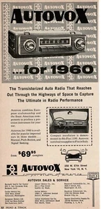 1960 AUTOVOX AM Car Radio Vintage Print Ad - Picture 1 of 1