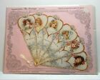 Old Print Factory Reproduced Turn of Century Roses Fan Greeting Card Birthday