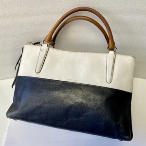 Coach Borough Authenticated Bag Colorblock Retro Leather Black/White Cute Luxury - Picture 1 of 20
