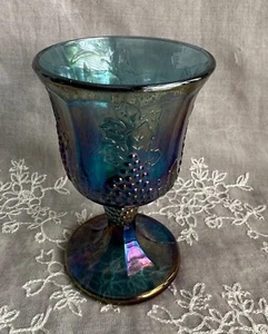 Carnival Glass Wine Glass Goblet Cup Chalice Mug Fenton art paneled Grape - Picture 1 of 6