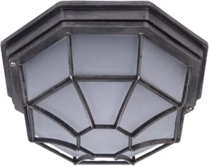 Antique Silver & Frosted Glass Outdoor Vintage Octagonal Flush Light 27cm - Picture 1 of 5