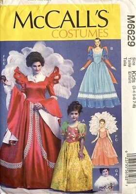 McCall’s Costumes M6629 Women’s Girls Fairy Tale Dress Pattern Size 3-8 Uncut - Image 1 of 2