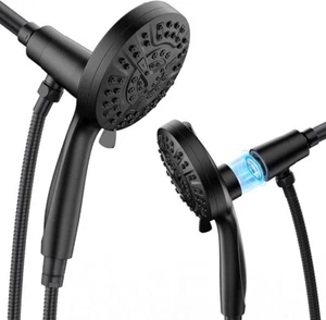 High Pressure 10 Ways Handheld Shower Head Matte Black- Anti-clog Nozzles, Bu... - Picture 1 of 4