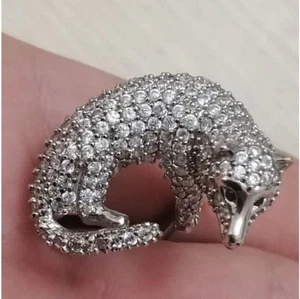New Silver 925 Luxurous Large Ring Size 19 Fox 235 Fianites Jewelry Grosslud - Picture 1 of 9