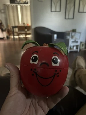 Fisher-Price 1972 Vintage Happy Apple, Short Stem/ Roly Poly Chime Musical Toy - Image 1 of 4