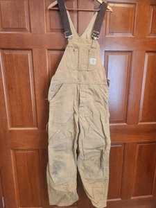 Carhartt 6FBQZ Vintage Duck Canvas Lined Double Knee Bib Overalls Herren 32 x 30 - Bild 1 von 8