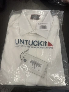 UNTUCKit Short Sleeve 100% Linen Shirt Cameron Bright White Small Wrinkle Resist - Picture 1 of 5