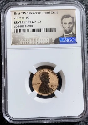 2019 W 1c FIRST “W” REVERSE PROOF Lincoln Shield Cent (RARE) Reverse PF69 RD - Image 1 of 3