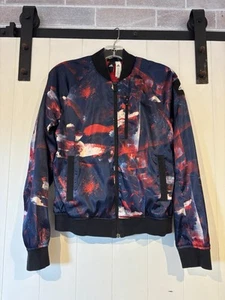 Adidas Womens Red and Blue Abstract Floral Zip Jacket Small - Picture 1 of 5