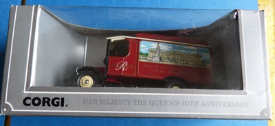 Corgi Modell 13 cm IMBALLO ORIGINALE 97150 Thornycroft Van Queen's 40th Anniversary Buckingham - Immagine 1 di 4