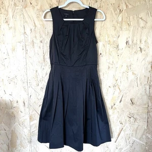Sz 6 Talbots Ink Black Sleeveless Poplin Dress Cotton Elastane, Pockets, Career - Picture 1 of 12