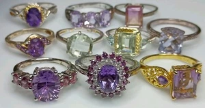 Mint Green And Purple Amethyst Silver 925 STS Qty 10 Size 7,9,10 - Picture 1 of 21