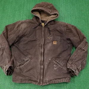 Carhartt Jacket Mens Medium Brown Sherpa Lined Hooded Sierra Work J141 DKB - Picture 1 of 15