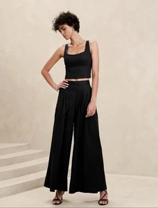 Banana Republic Factory Palazzohose Leinenmischung 2 schwarz #852050 - Bild 1 von 9