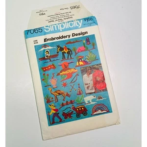 Simplicity 7065 Embroidery Design 24 Scenic Transfers Cactus Camel Donkey 1975 - Picture 1 of 3