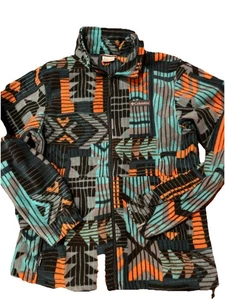 Columbia Steens Mountain Printed Fleece Jacket Green Geometric Print Men's M - Picture 1 of 7
