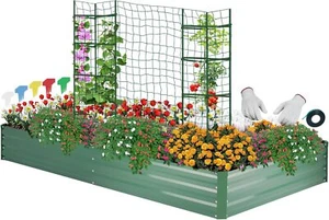 New Galvanized Raised Garden Bed for Vegetables Flowers Herbs, Metal - Picture 1 of 5