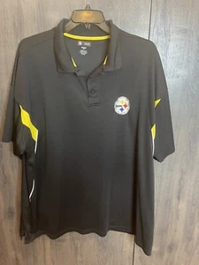 NFL Team Apparel Pittsburgh Steelers Dri Fit Polo Black/Yellow Size 4XL - Picture 1 of 8