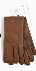 COACH Size 7 Women's Gloves Saddle 100% Soft Leather Wool Lined Tech NEW $148 - Picture 1 of 7
