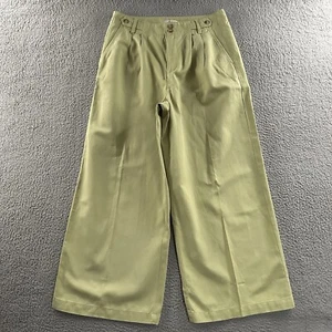 Madewell Womens Pants Green Size 10P The Harlow Wide-Leg Lyocell Cotton Linen - Picture 1 of 19