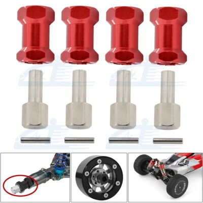 4 peças adaptador de cubo hexagonal roda 12mm extensão 20mm para rastreador de controle remoto 1/10 SCX10 D90 vermelho - Imagem 1 de 4