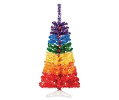 4 ft Merry Rainbow Pre-Lit Artificial Christmas Tree with Clear Lights Gay Pride - Image 1 of 3