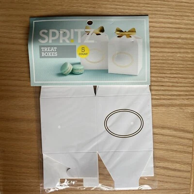 Caja de golosinas Spritz blanca y dorada 5 unidades por paquete 2 paquetes 10 cajas tamaño total 4x4 Foto 1 de 2