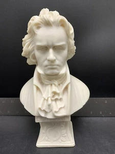 Vintage White Matte Plaster Resin Bust Beethoven Decor Heavy - Picture 1 of 21