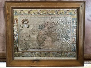 Nova Totius Terrarum Orbis Geographica Gold Foil World Map Engraving Moses Pitt - Picture 1 of 19