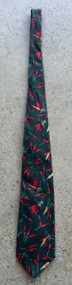 Vintage 1980s Eagle Menswear Jalapeño Chili Pepper Green Wool Blend Necktie - Image 1 of 4