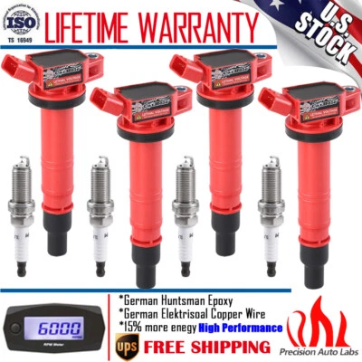 4 Pack Ignition Coil & 4X Iridium Spark Plugs For Toyota Tacoma Hiace 2.7L UF495 - Изображение 1 из 4
