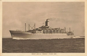 Postcard Orient Line S.S. Orsova Sepia Great Photo sent from Hobart Tasmania - Picture 1 of 2
