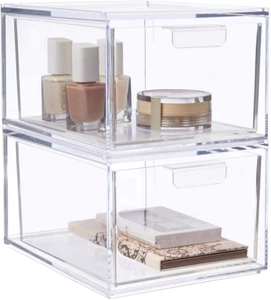Stori Audrey Stackable Cosmetic Organizer Drawers | Set of 2 | Clear | 4.5-Inche - Picture 1 of 12
