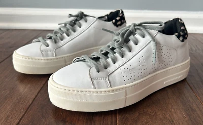 P448 Zapatillas Plataforma Thea Cuero Blanco Informal Estampado Animal Tacón 38 EU/7.5-8 Foto 1 de 4