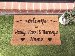 Custom Door Mat Personalised Welcome Name/Names Home Housewarming Gift Doormat - Picture 1 of 4