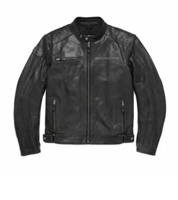 Chaqueta de cuero reflectante con calavera para motocicleta Harley Davidson BlOUSON CUIR para hombre Foto 1 de 4