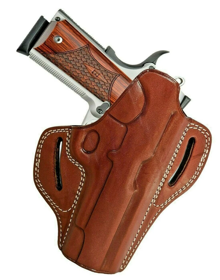 1911 Leather Holster, Right Hand OWB Leather Gun Holster - Fits All 1911 Models - Image 1 of 1