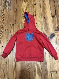 Spider-Man Marvel Boys Red Web Pattern Pullover Hoodie Sweatshirt 4/5 - Picture 1 of 9