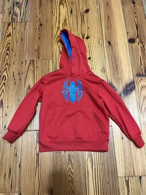 Spider-Man Marvel Boys Red Web Pattern Pullover Hoodie Sweatshirt 4/5 - Image 1 of 4