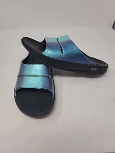 OOFOS Unisex OOAHH Foam Strap Tonal Luxe Slide Sandal US M8 W10 Metalic Purple - Picture 1 of 21