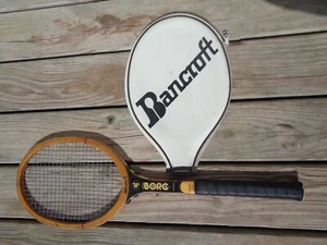 VINTAGE BANCROFT BJORN BORG PERSONAL WOOD TENNIS RACKET W/ COVER - AMERICAN ASH - Picture 1 of 11